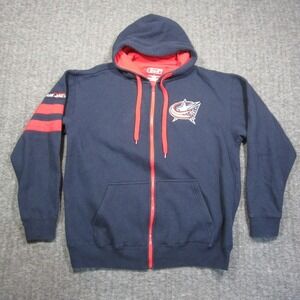 Columbus Blue Jackets Hoodie Men L Navy‎ Red Zip Fleece Sweatshirt NHL Hockey